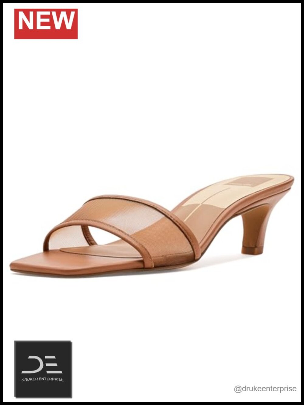 Heeled Slide Sandal Mesh Kitten Heel Dressy Women's Slip On